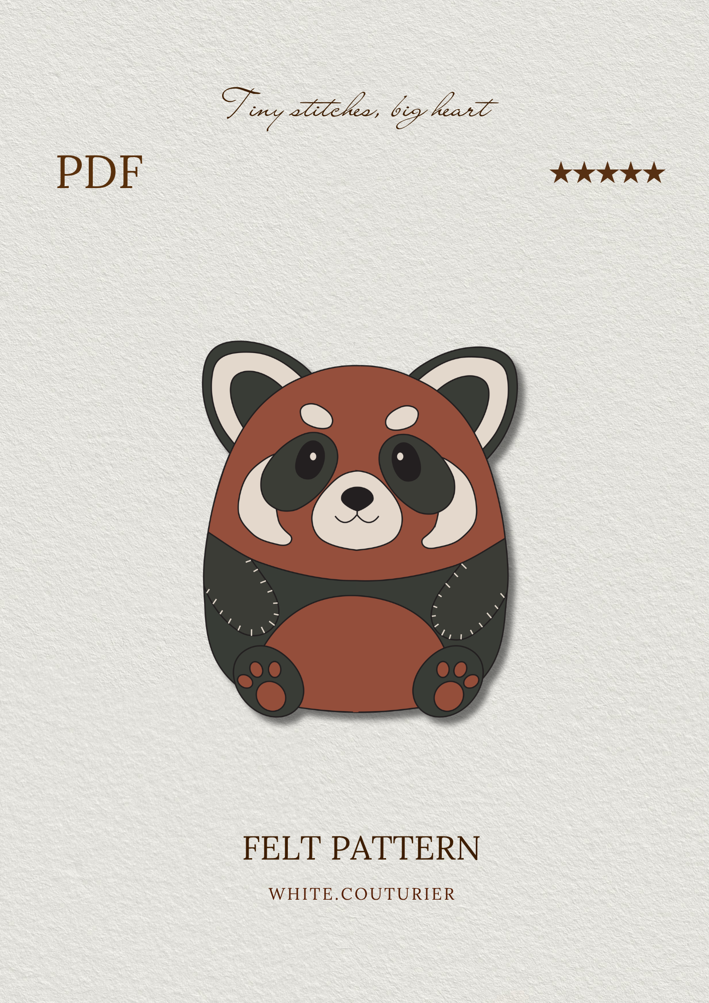 Red Panda Keychain Felt Pattern