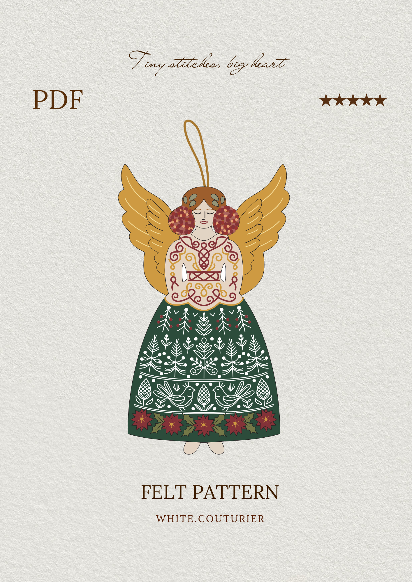 Felt Folk Art Angel Ornament