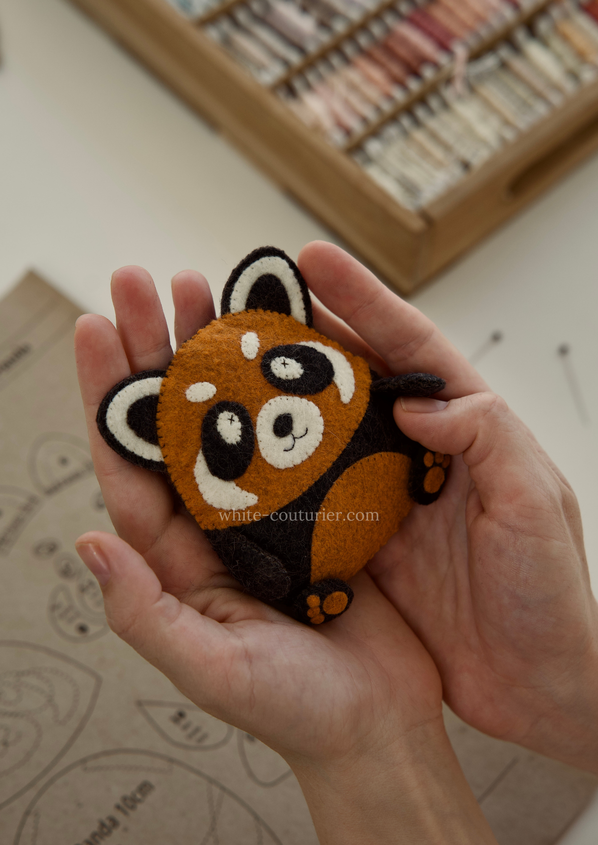 Schlüsselanhänger Roter Panda Filzmuster