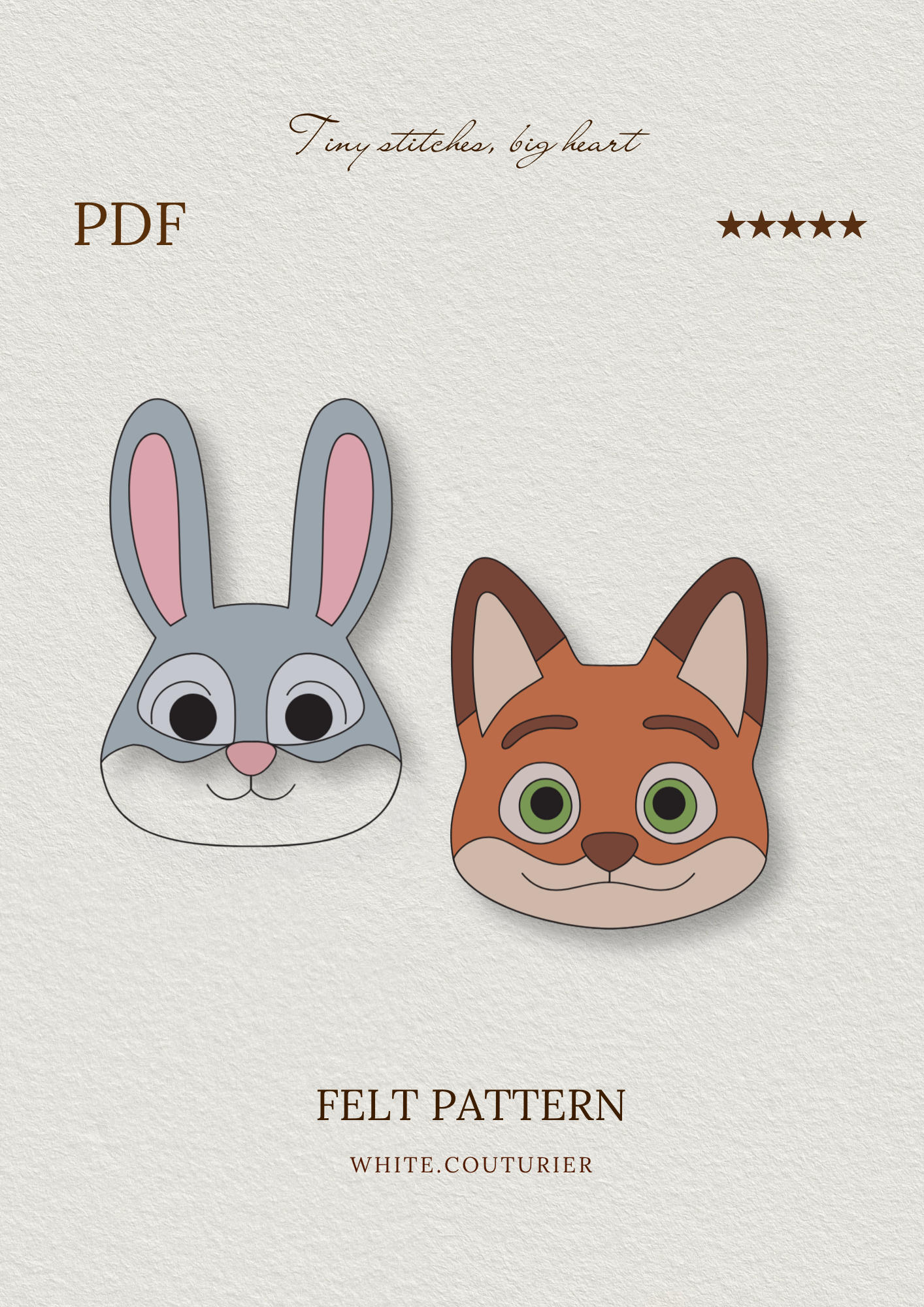 Bunny And Fox Felt Pattern