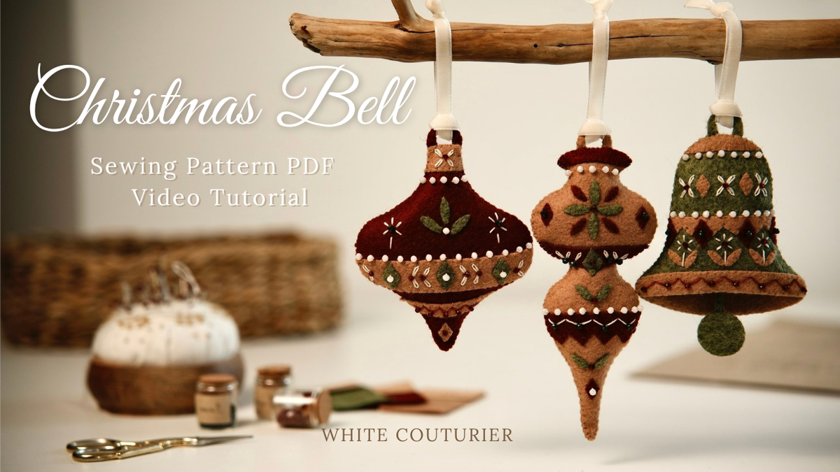 Christmas Felt Ornament Sewing Pattern: Bell and Baubles