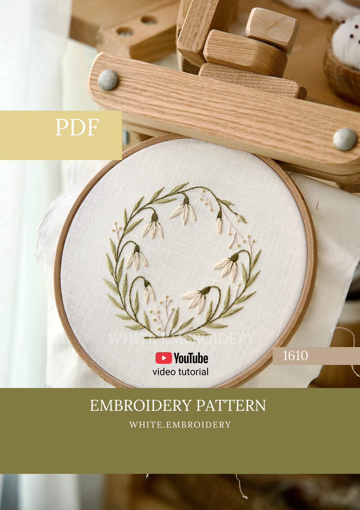 Snowdrops Hand Embroidery Pattern PDF — 6 Hoop Sizes