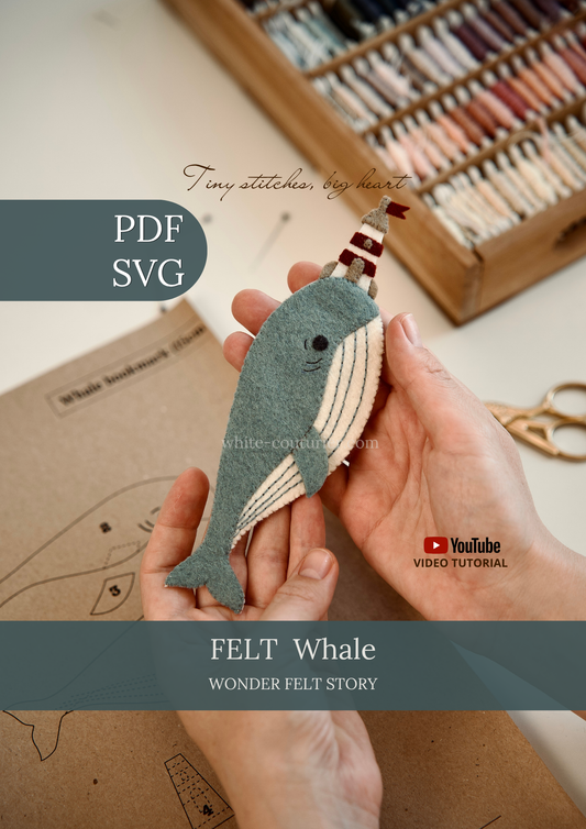 Whale Bookmark Sewing Pattern PDF SVG