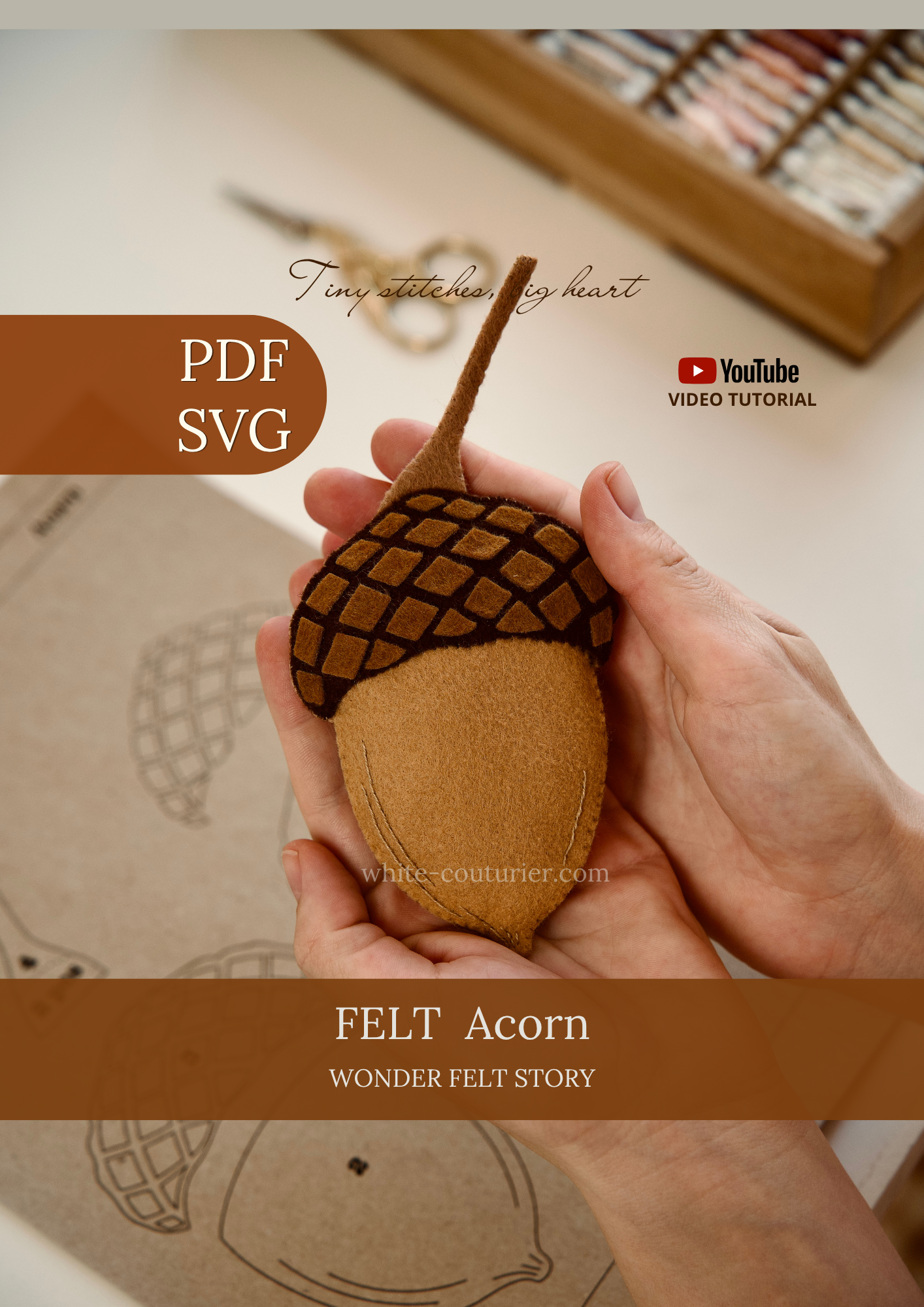 Acorn Keychain Sewing Pattern PDF SVG