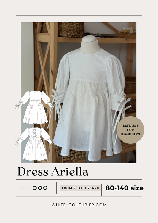 Ariella Girl Dress Sewing Pattern PDF — Sizes 80–140