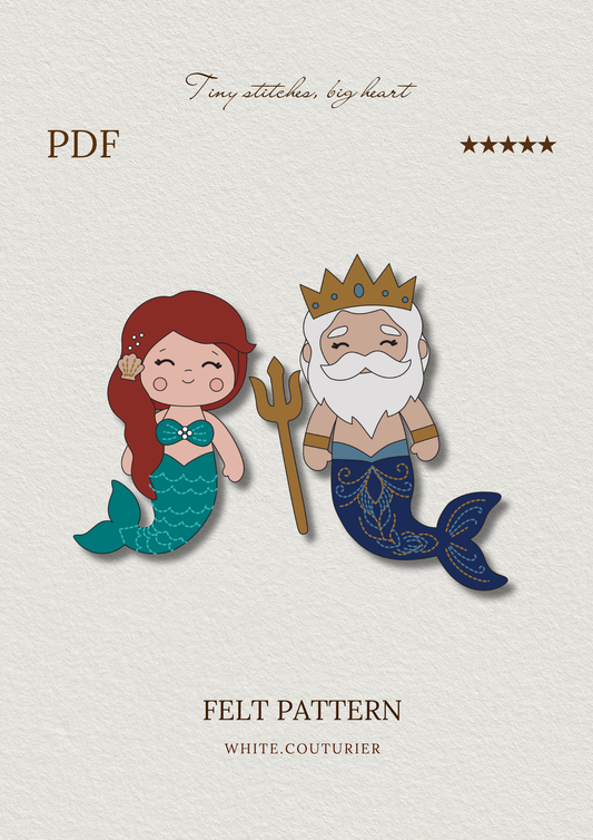 Mermaid and Trident Felt Pattern