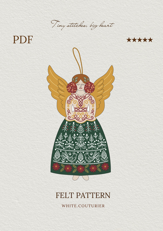 Felt Folk Art Angel Ornament