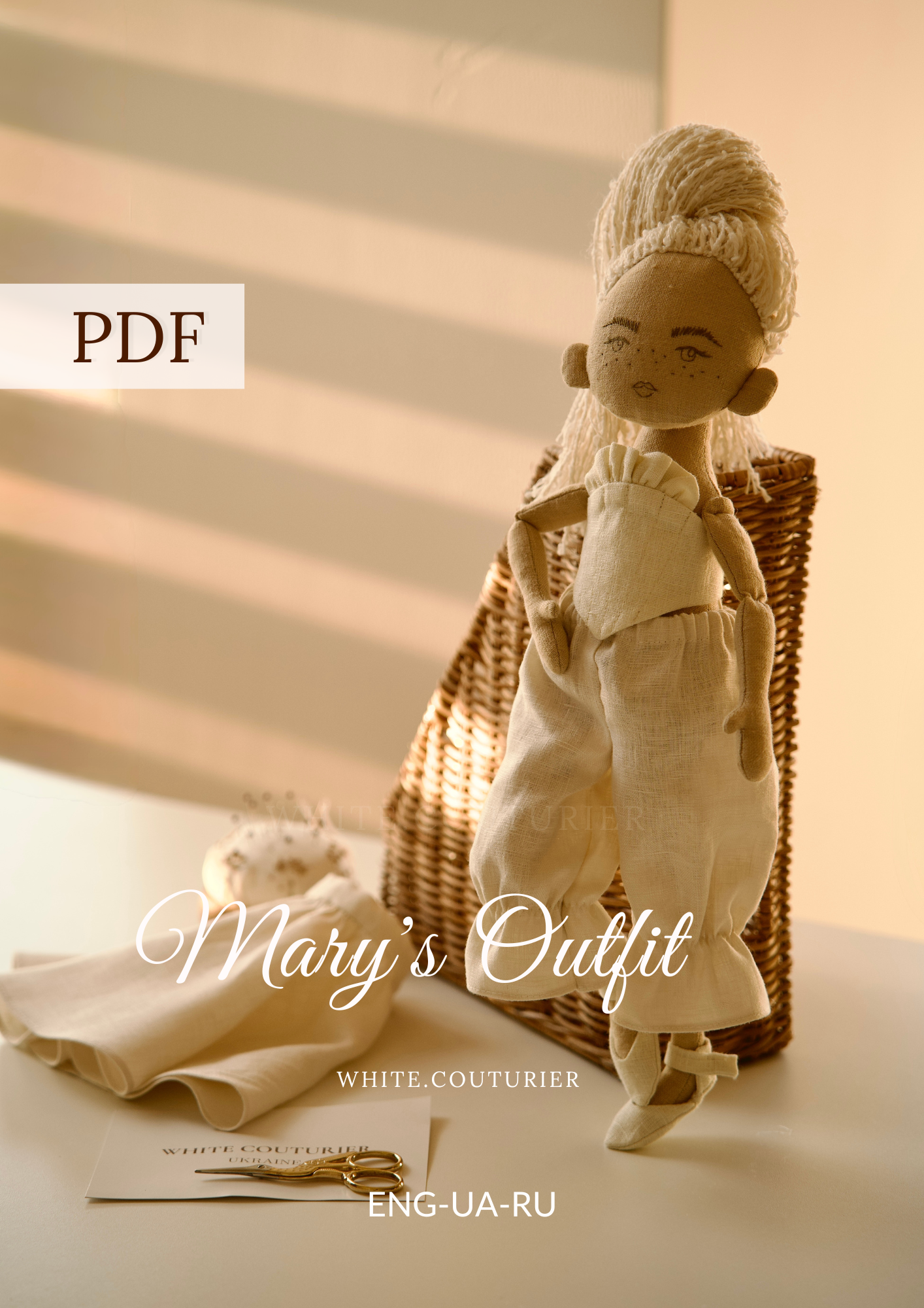 Doll Mary Outfit Sewing Pattern — Skirt, Pants, Top & Shoes
