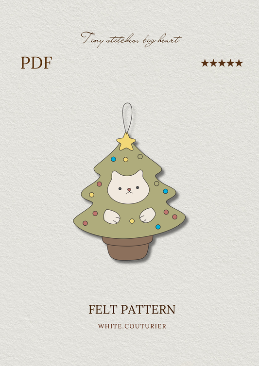 Cat in Christmas Tree Felt Pattern