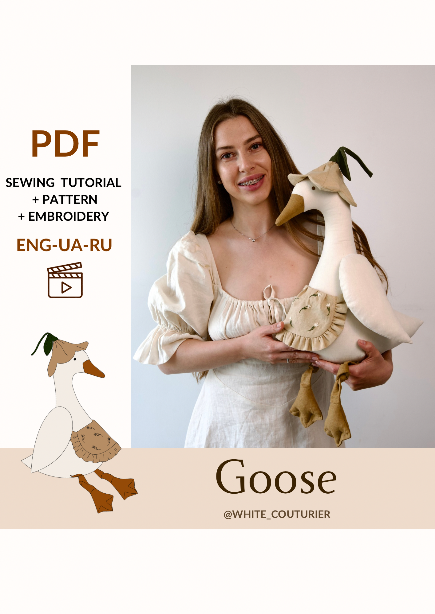 Goose with Floral Hat and Apron