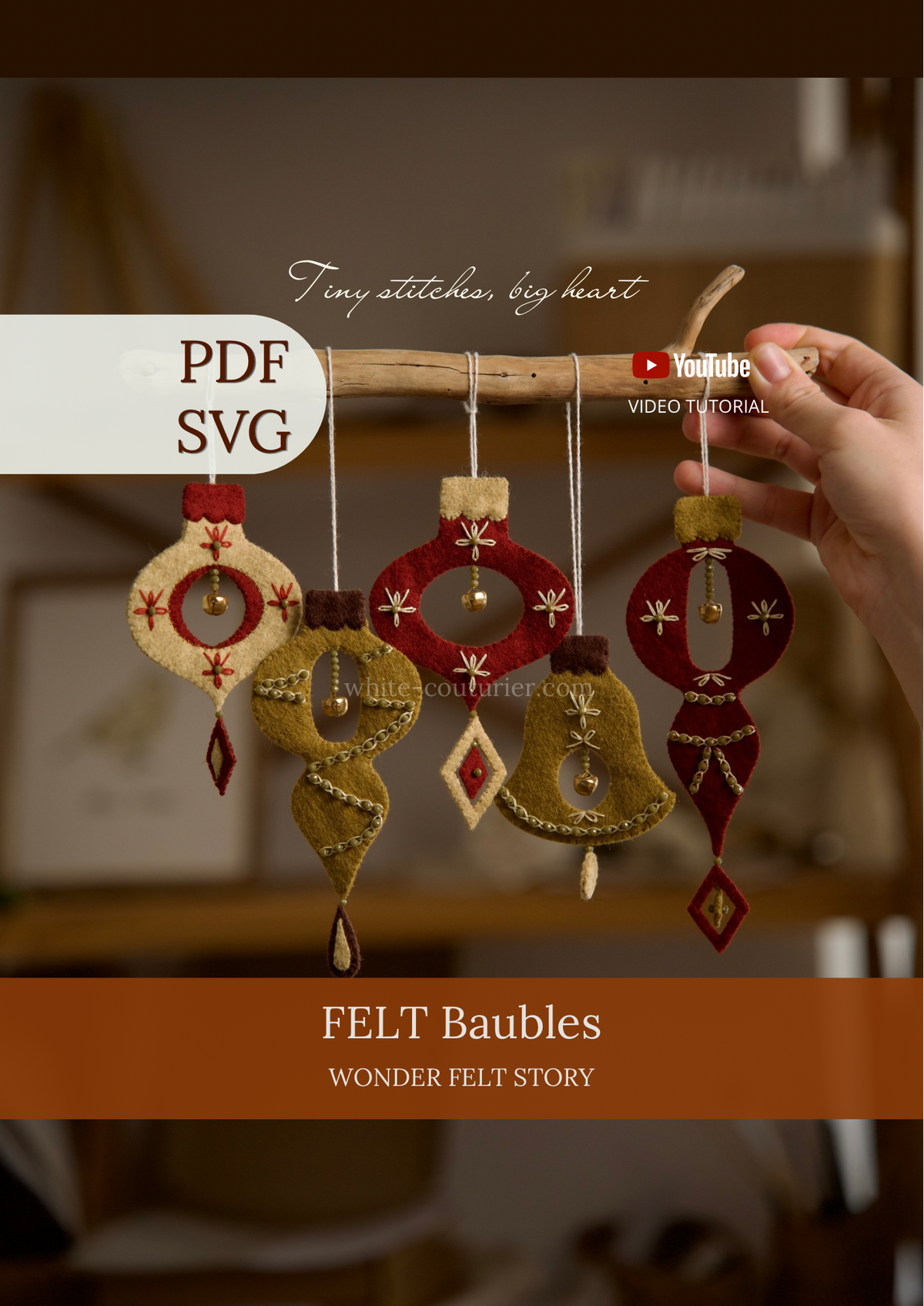 Felt Christmas Baubles Set of 5 PDF SVG